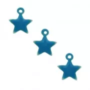 Dije estrella de metal y resina epoxi 7 mm Azul x 6