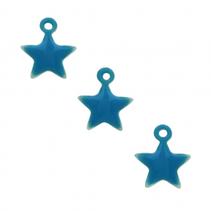 Dije estrella de metal y resina epoxi 7 mm Azul x 6