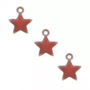 Dije estrella de metal y resina epoxi 7 mm Rosa Coral x 6