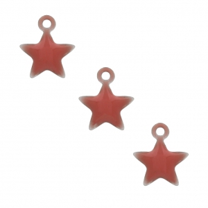 Dije estrella de metal y resina epoxi 7 mm Rosa Coral x 6