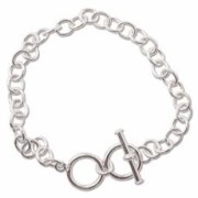 Pulsera con cierre de aro y barrita 18 cm de Plata  x1|raw }}