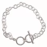 Pulsera con cierre de aro y barrita 18 cm de Plata x1