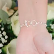 Pulsera con cierre de aro y barrita 18 cm de Plata x1