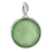 Encanto de Plata de Ley 925 / Jade 7.2 mm Facetado Redondo x1