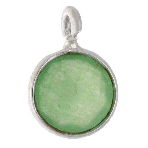 Encanto de Plata de Ley 925 / Jade 7.2 mm Facetado Redondo x1