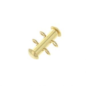 Cierre 2 filas corredizo con anillas perpendiculares 16.5mm Dorado con oro fino x1