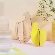 Surtido de 2 gallinas 3D de madera para Pascua a decorar x1