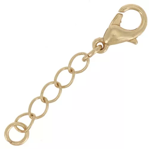 Cierre mosquetón 10 mm con cadena de extensión y su anilla Dorado x5