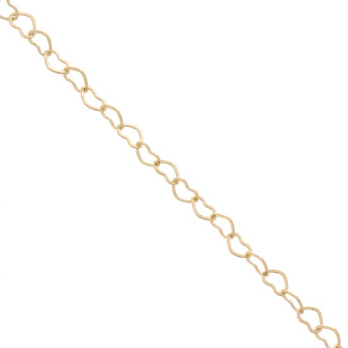 Cadena eslabón de fantasía corazón 4.5 mm de Chapado de Oro x50 cm