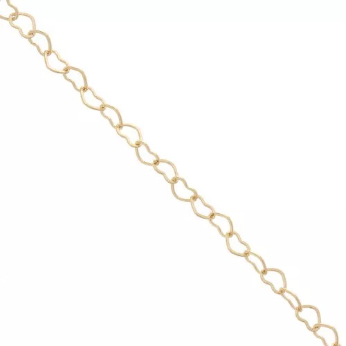 Cadena eslabón de fantasía corazón 4.5 mm de Chapado de Oro x50 cm