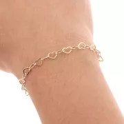 Cadena eslabón de fantasía corazón 4.5 mm de Chapado de Oro x50 cm