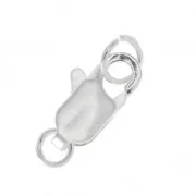 Cierre mosquetón con anillas cerradas 12 mm Chapado en plata fina x1