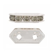 Barrette strass 10x5 mm Black Diamond 2 agujeros de Plata 925 x