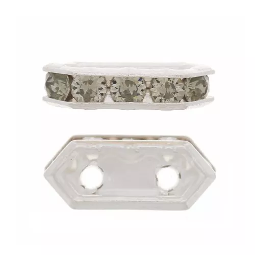 Barrette strass 10x5 mm Black Diamond 2 agujeros de Plata 925 x