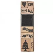 Set de 8 sellos de madera con entintador - Save Date