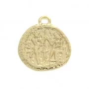 Dije / Medalla pieza de moneda romana de latón 15 mm dorado x1