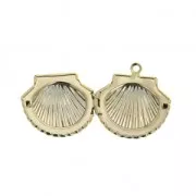 Colgante porta foto forma concha de latón 22x24 mm dorado x1