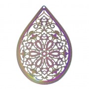 Colgante teinté laser cut goutte floral 48x32 mm  x1|raw }}