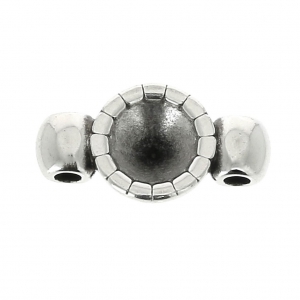 Entrepieza 2 anillas para cabuchón o strass 5 mm Chapado Plateado envejecido x1