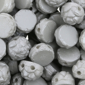 Cuentas Cabuchones Flores Rosetta - 2 agujeros 6 mm Alabaster Pastel Grey x20