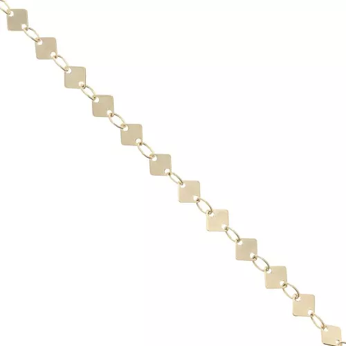 Cadena eslabón de fantasía cuadrada 5 mm dorado x 50 cm