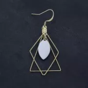 Base pendientes rombo dos anillas 23x46 mm Chapado en plata fina x2