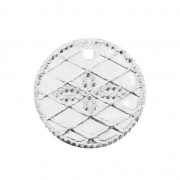 Dijes redondos diseño cruz 13 mm Chapado en plata fina x6|raw }}