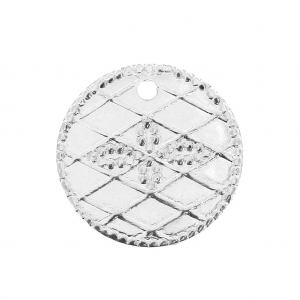 Dijes redondos diseño cruz 13 mm Chapado en plata fina x6