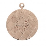 Dijes redondos diseño cruz 17 mm dorado rosa x4