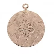 Dijes redondos diseño cruz 17 mm dorado rosa x4