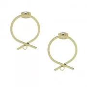 Pendientes redondos efecto nudo a decorar con anilla de latón 22 mm dorado x2