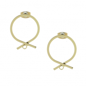 Pendientes redondos efecto nudo a decorar con anilla de latón 22 mm dorado x2