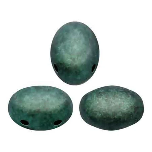 Cuentas de vidrio Samos® por Puca® 7x5 mm Green Turquoise Metallic Mat x10g