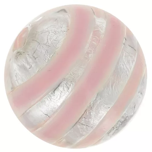 Redonda Murano 12 mm hoja de plata estriada Rosa x1