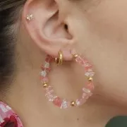 Cuentas de chips 8 - 11 mm de imitación Strawberry Cuarzo x85 cm