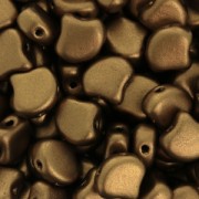 Cuentas de cristal Ginko Duo 2 agujeros 7.5x7.5 mm Golden Mat x10g