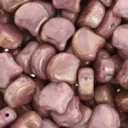 Cuentas de cristal Ginko Duo 2 agujeros 7.5x7.5 mm Opaque Luster Rosa x10g