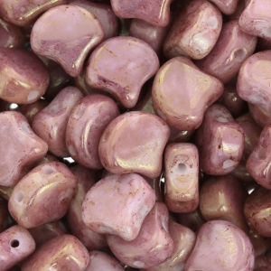 Cuentas de cristal Ginko Duo 2 agujeros 7.5x7.5 mm Opaque Luster Rosa x10g