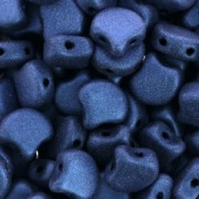 Cuentas de cristal Ginko Duo 2 agujeros 7.5x7.5 mm Blue Metallic Mat x10g|raw }}