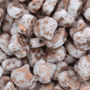 Cuentas de cristal Ginko Duo 2 agujeros 7.5x7.5 mm Opaque Copper Splash x10g