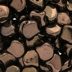 Cuentas de cristal Ginko Duo 2 agujeros 7.5x7.5 mm Dark Bronce x10g