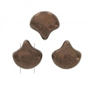 Cuentas de cristal Ginko Duo 2 agujeros 7.5x7.5 mm Dark Bronce x10g