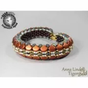 Cuentas de cristal Ginko Duo 2 agujeros 7.5x7.5 mm Dark Bronce x10g