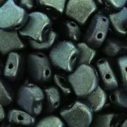 Cuentas de cristal Ginko Duo 2 agujeros 7.5x7.5mm Green Turquoise Metallic Matx10g