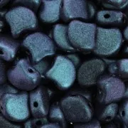Cuentas de cristal Ginko Duo 2 agujeros 7.5x7.5 mm Blueberry Metallic Mat x10g