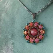 Cuentas de cristal Ginko Duo 2 agujeros 7.5x7.5 mm Blueberry Metallic Mat x10g