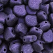 Cuentas de cristal Ginko Duo 2 agujeros 7.5x7.5 mm Purple Metallic Mat x10g