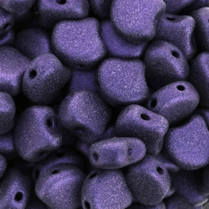 Cuentas de cristal Ginko Duo 2 agujeros 7.5x7.5 mm Purple Metallic Mat x10g