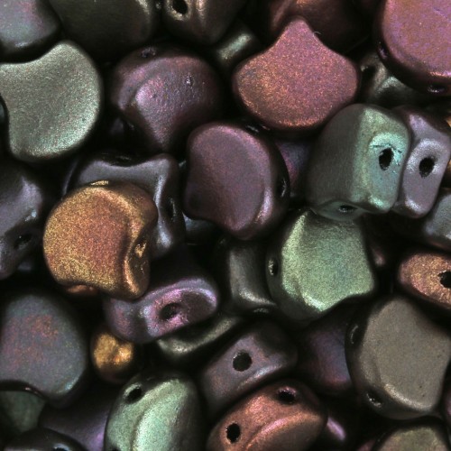 Cuentas de cristal Ginko Duo 2 agujeros 7.5x7.5 mm Metallic Iris Satin x10g