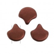 Cuentas de cristal Ginko Duo 2 agujeros 7.5x7.5mm Red Copper Mat x10g